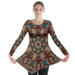 Vintage Vibes Mandala  Long Sleeve Tunic  by ConteMonfrey