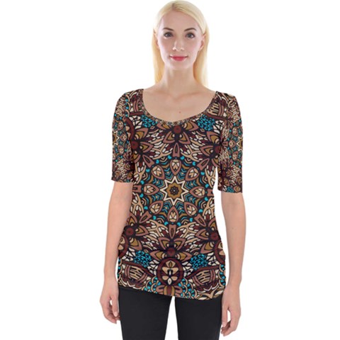 Vintage Vibes Mandala  Wide Neckline Tee by ConteMonfrey