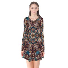 Vintage Vibes Mandala  Long Sleeve V-neck Flare Dress by ConteMonfrey