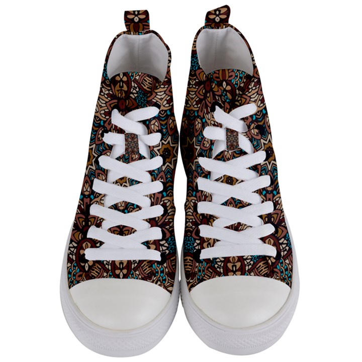 Vintage Vibes Mandala  Women s Mid-Top Canvas Sneakers