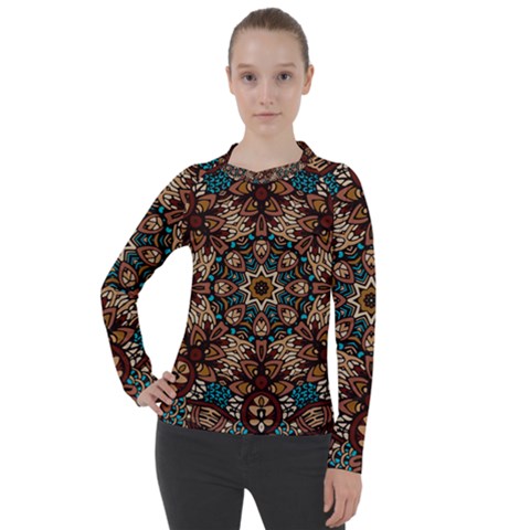 Vintage Vibes Mandala  Women s Pique Long Sleeve Tee by ConteMonfrey