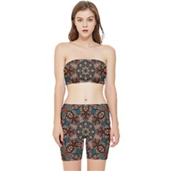 Vintage Vibes Mandala  Stretch Shorts And Tube Top Set by ConteMonfrey