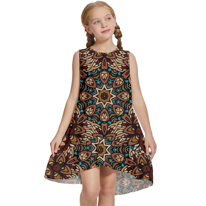 Vintage Vibes Mandala  Kids  Frill Swing Dress