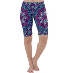 Purple, Blue And Pink Eyes Cropped Leggings  by ConteMonfrey