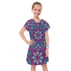 Purple, Blue And Pink Eyes Kids  Drop Waist Dress by ConteMonfrey