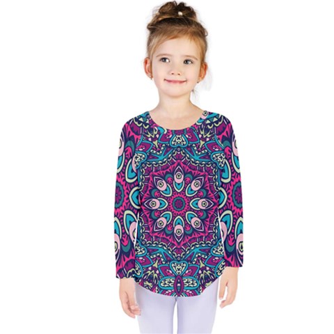 Purple, Blue And Pink Eyes Kids  Long Sleeve Tee by ConteMonfrey