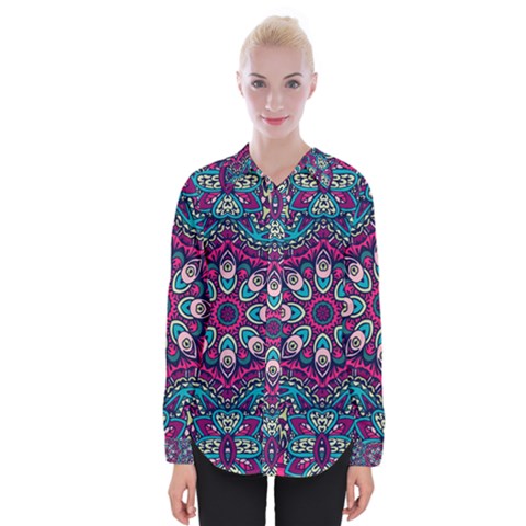 Purple, Blue And Pink Eyes Womens Long Sleeve Shirt by ConteMonfrey