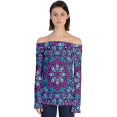 Purple, Blue And Pink Eyes Off Shoulder Long Sleeve Top by ConteMonfrey