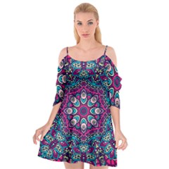 Purple, Blue And Pink Eyes Cutout Spaghetti Strap Chiffon Dress by ConteMonfrey