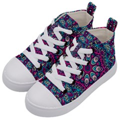 Purple, Blue And Pink Eyes Kids  Mid-top Canvas Sneakers by ConteMonfrey