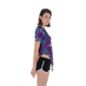 Purple, Blue And Pink Eyes Asymmetrical Short Sleeve Sports Tee View3