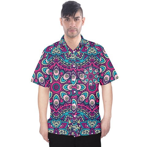 Purple, Blue And Pink Eyes Men s Hawaii Shirt by ConteMonfrey