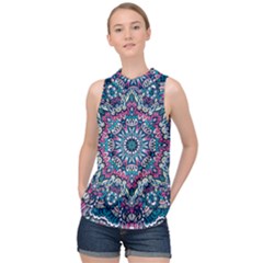 Mandala Flowers  High Neck Satin Top by ConteMonfrey