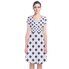 Spades Black And White Short Sleeve Front Wrap Dress by ConteMonfrey