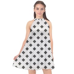 Spades Black And White Halter Neckline Chiffon Dress  by ConteMonfrey