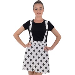 Spades Black And White Velvet Suspender Skater Skirt by ConteMonfrey