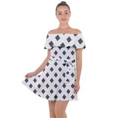 Spades Black And White Off Shoulder Velour Dress by ConteMonfrey