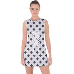 Spades Black And White Lace Up Front Bodycon Dress by ConteMonfrey