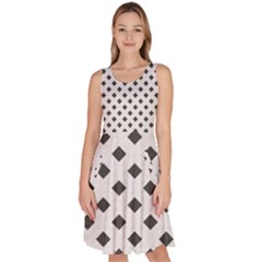 Spades Black And White Knee Length Skater Dress With Pockets by ConteMonfrey