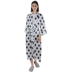 Spades Black And White Maxi Satin Kimono by ConteMonfrey