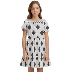 Spades Black And White Kids  Puff Sleeved Dress by ConteMonfrey