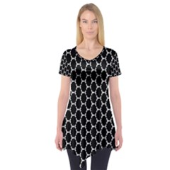 Abstract Beehive Black Short Sleeve Tunic  by ConteMonfrey