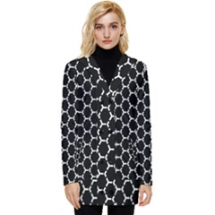 Abstract Beehive Black Button Up Hooded Coat  by ConteMonfrey