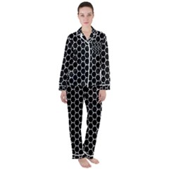 Abstract Beehive Black Satin Long Sleeve Pajamas Set by ConteMonfrey