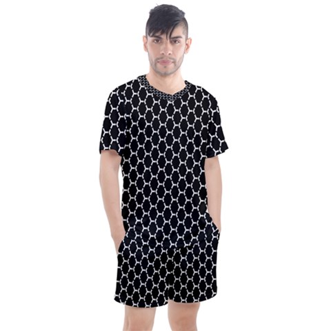 Abstract Beehive Black Men s Mesh Tee And Shorts Set by ConteMonfrey