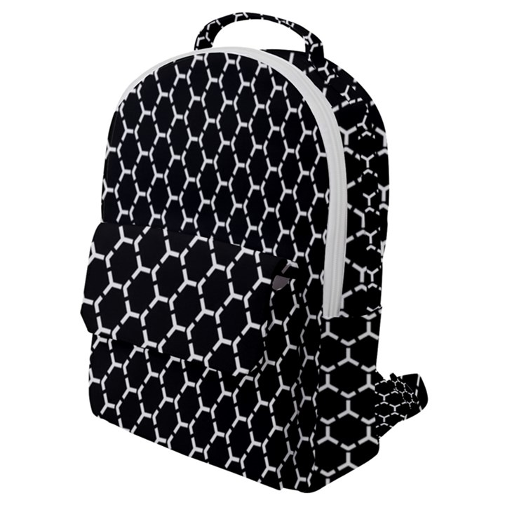 Abstract Beehive Black Flap Pocket Backpack (Small)