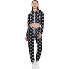 Abstract Beehive Black Cropped Zip Up Lounge Set by ConteMonfrey