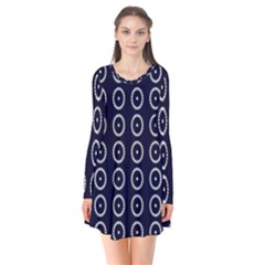 Sharp Circles Long Sleeve V-neck Flare Dress by ConteMonfrey