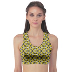 Abstract Beehive Yellow  Sports Bra by ConteMonfrey