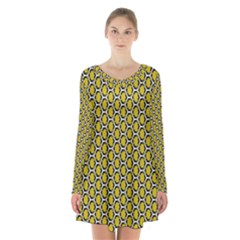 Abstract Beehive Yellow  Long Sleeve Velvet V-neck Dress by ConteMonfrey