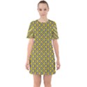 Abstract Beehive Yellow  Sixties Short Sleeve Mini Dress View1