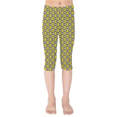 Abstract Beehive Yellow  Kids  Capri Leggings  by ConteMonfrey