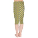 Abstract Beehive Yellow  Kids  Capri Leggings  View2