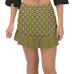 Abstract Beehive Yellow  Fishtail Mini Chiffon Skirt by ConteMonfrey