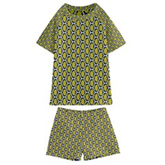 Abstract Beehive Yellow  Kids  Swim Tee And Shorts Set by ConteMonfrey