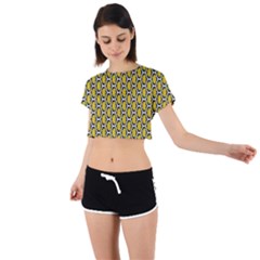 Abstract Beehive Yellow  Tie Back Short Sleeve Crop Tee by ConteMonfrey