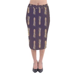 King Pineapple Velvet Midi Pencil Skirt