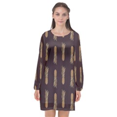 King Pineapple Long Sleeve Chiffon Shift Dress  by ConteMonfrey