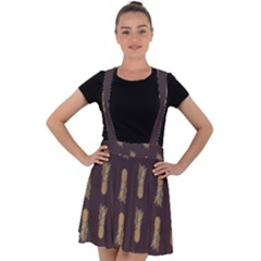 King Pineapple Velvet Suspender Skater Skirt by ConteMonfrey