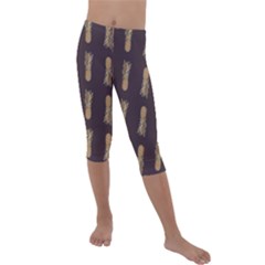 King Pineapple Kids  Lightweight Velour Capri Leggings  by ConteMonfrey