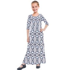 Blue Flowers Kids  Quarter Sleeve Maxi Dress by ConteMonfrey