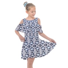 Blue Flowers Kids  Shoulder Cutout Chiffon Dress by ConteMonfrey