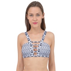 Blue Flowers Cage Up Bikini Top by ConteMonfrey