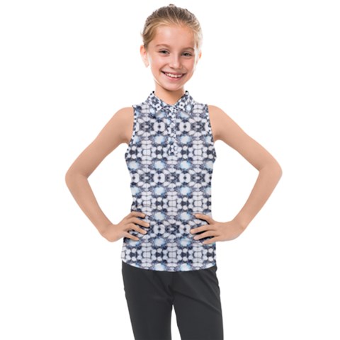 Blue Flowers Kids  Sleeveless Polo Tee by ConteMonfrey