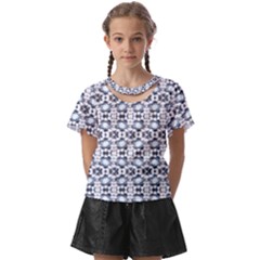 Blue Flowers Kids  Front Cut Tee by ConteMonfrey