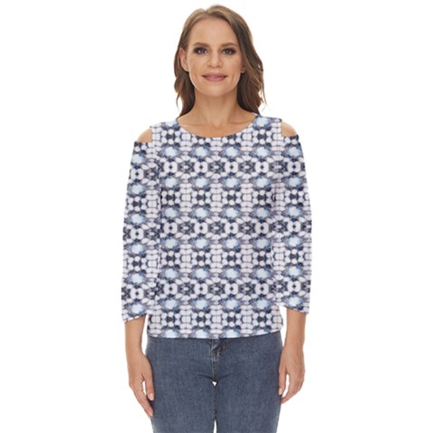 Blue Flowers Cut Out Wide Sleeve Top by ConteMonfrey